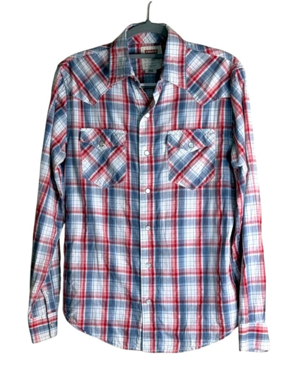 Levi's Western Pearl Snap Front Plaid Long Sleeve Shirt Multi Size Small